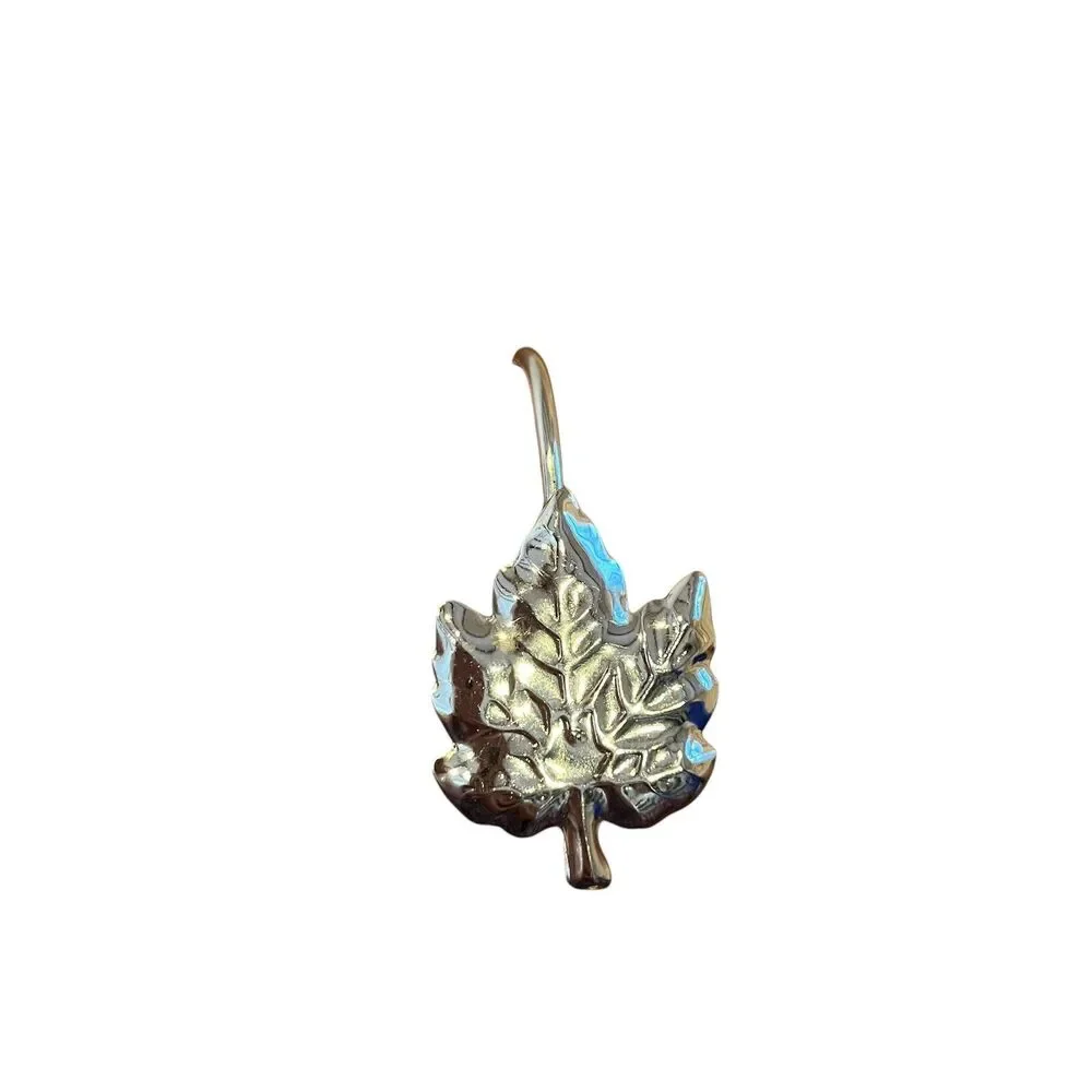 11 Piece Autumn Silver Metal Maple Leaf Shower Curtain Hooks Decor Bathroom Fall